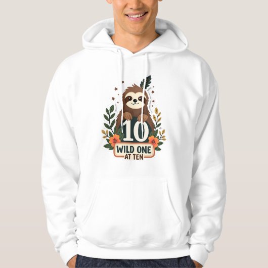 10th Birthday Sloth Vintage Wild One Shirt (Vorderseite)