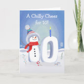 10th Birthday Snowman with a Snowy Ten Karte (Vorderseite)