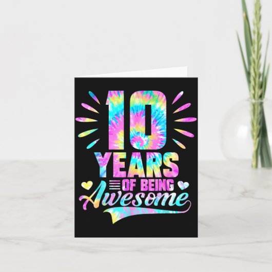 10th Birthday Tie-dye 10 Year Of Being Awesome Karte (Vorderseite)