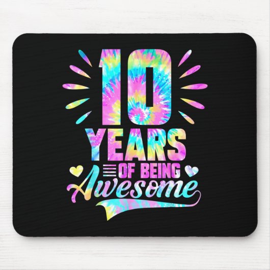 10th Birthday Tie-dye 10 Year Of Being Awesome Mousepad (Vorne)