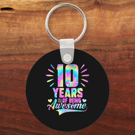 10th Birthday Tie-dye 10 Year Of Being Awesome  Schlüsselanhänger (Vorderseite)