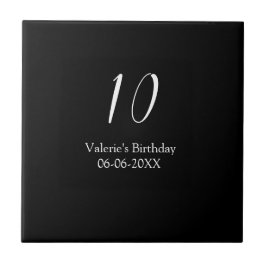 10th birthday white black name date calligraphy  fliese