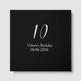 10th birthday white black name date calligraphy  gästebuch