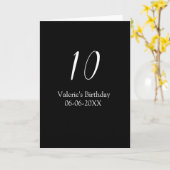 10th birthday white black name date calligraphy karte (Gelbe Blume)