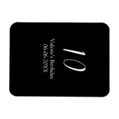 10th birthday white black name date calligraphy magnet (Horizontal)