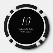 10th birthday white black name date calligraphy pokerchips (Rückseite)