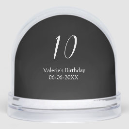 10th birthday white black name date calligraphy  schneekugeln