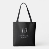 10th birthday white black name date calligraphy tasche (Rückseite)