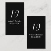 10th birthday white black name date calligraphy visitenkarte (Vorne/Hinten)