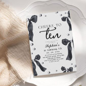 10th Black Bow Birthday Party Einladung