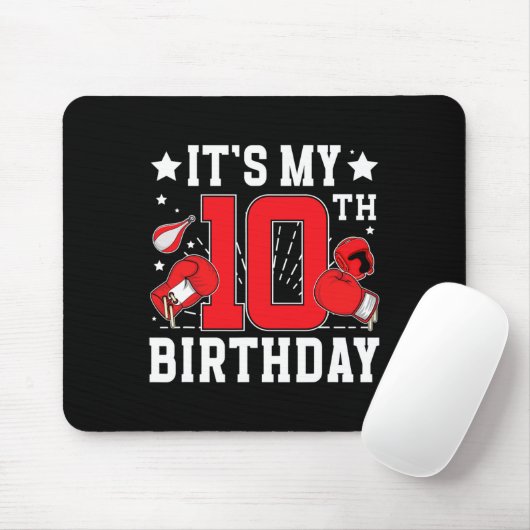 10th Boxing Birthday Party 10 Year Old Boxer Birth Mousepad (Mit Mouse)