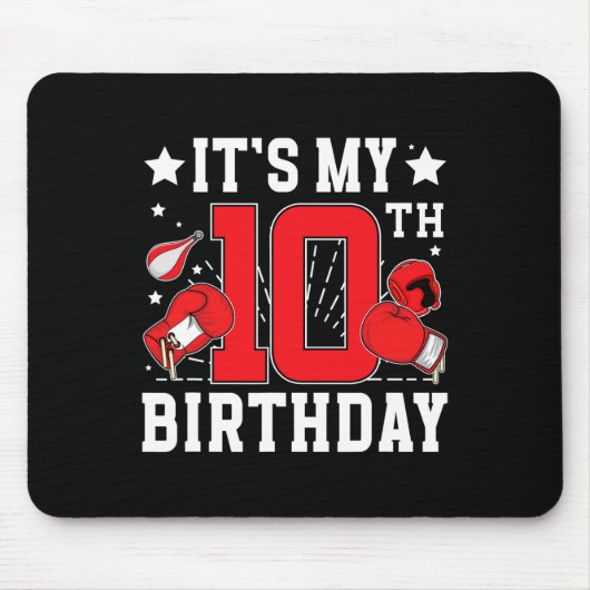 10th Boxing Birthday Party 10 Year Old Boxer Birth Mousepad (Vorne)