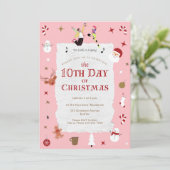 10th Day of Christmas Cute January Holiday Party Einladung (Stehend Vorderseite)