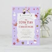 10th Day of Christmas Cute January Xmas Party Einladung (Stehend Vorderseite)