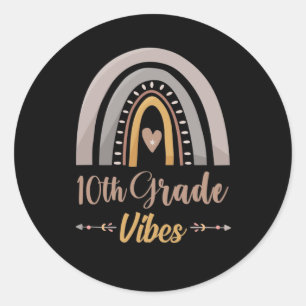 10th Grade Vibes Tenth Grade Back to School Runder Aufkleber