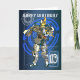 10th Happy Birthday mit Robot-Krieger Karte