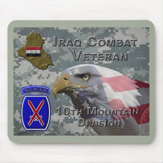 10th Mountain Div Irak Kampf Veteran Mousepad (Vorne)