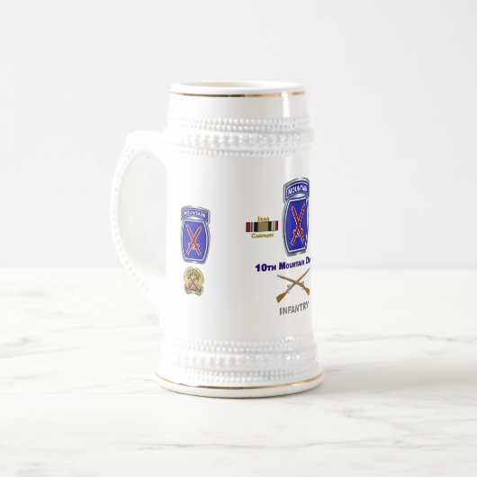10th Mountain Division Iraq & Afghanistan Veteran Bierglas (Vorderseite Links)