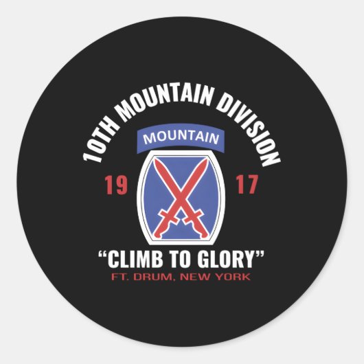 10th MTN Div Climb to Glory Runder Aufkleber (Vorderseite)