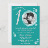 10th Ocean Teal Bubble Birthday Party Invitation Einladung (Vorderseite)