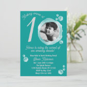 10th Ocean Teal Bubble Birthday Party Invitation Einladung (Stehend Vorderseite)