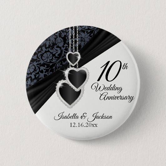 10th Onyx Wedding Anniversary Design Button (Vorderseite)