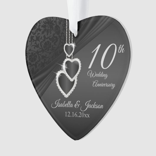 10th Onyx Wedding Anniversary Keepake Design 2 Ornament (Vorderseite)