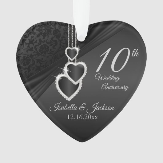10th Onyx Wedding Anniversary Keepake Design 2 Ornament (Vorderseite)