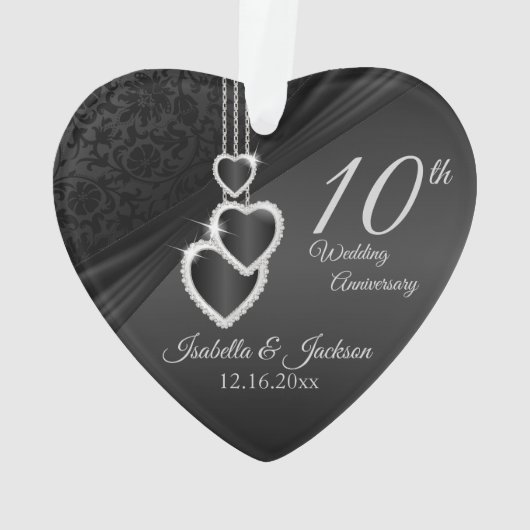 10th Onyx Wedding Anniversary Keepake Design 2 Ornament (Rückseite)