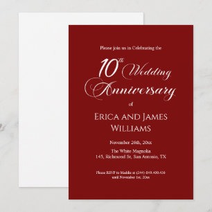 10th Tin Wedding Anniversary Elegantes Skript Einladung