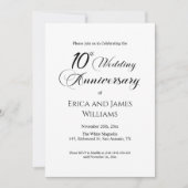 10th Tin Wedding Anniversary Elegantes Skript Einladung (Vorderseite)