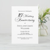 10th Tin Wedding Anniversary Elegantes Skript Einladung (Stehend Vorderseite)