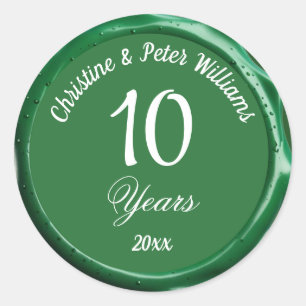 10th Tin Wedding Sage Green Wax Siegel Sticker