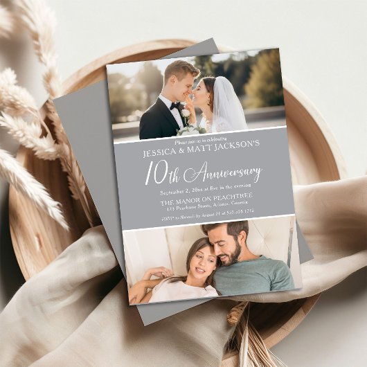 10th Wedding Anniversary Celebration Then and Now Einladung