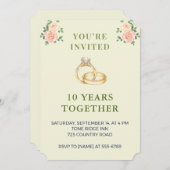 10th Wedding Anniversary Invitation | Elegant Ring Einladung (Vorne/Hinten)