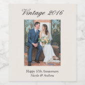 10th Wedding Anniversary Party Decor Custom Photo Weinetikett (Einzelnes Label)