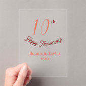 10th wedding anniversary peach pastel name retro b acryleinladungen (Insitu (Handheld))