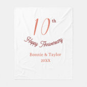 10th wedding anniversary peach pastel name retro b fleecedecke (Vorderseite)