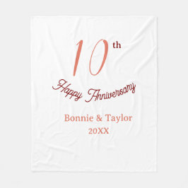 10th wedding anniversary peach pastel name retro b fleecedecke