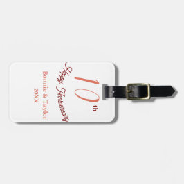 10th wedding anniversary peach pastel name retro b gepäckanhänger