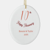 10th wedding anniversary peach pastel name retro b keramik ornament (Rechts)
