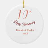 10th wedding anniversary peach pastel name retro b keramik ornament (Hinten)