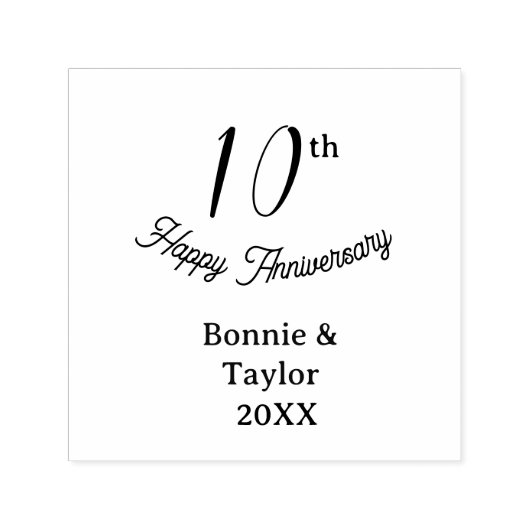10th wedding anniversary peach pastel name retro b permastempel (Design)