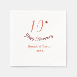 10th wedding anniversary peach pastel name retro b serviette