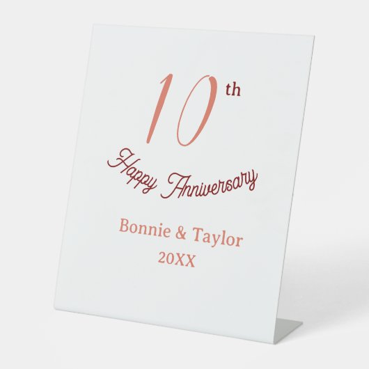 10th wedding anniversary peach pastel name retro b sockelschild (Vorderseite)