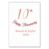 10th wedding anniversary peach pastel name retro b tischnummer (Rückseite)