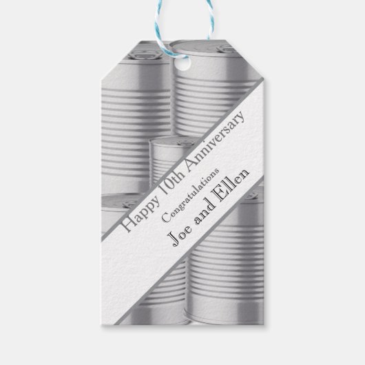10th Wedding Anniversary, Tin Anniversary Geschenkanhänger (Vorderseite)