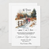 10th Wedding Anniversary Winter Landscape Romantic Save The Date (Vorne/Hinten)