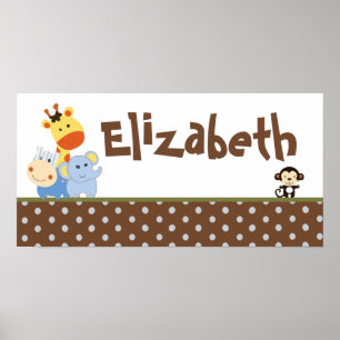 10x20 Kinderzimmer Art Name Print Jungle Play Poster