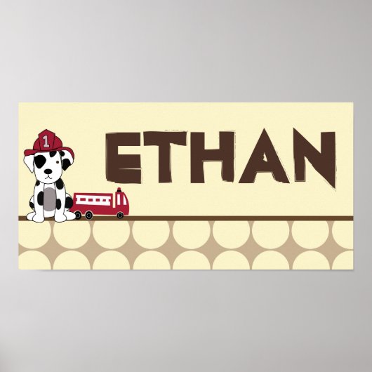 10x20 Kinderzimmer Art Name Print Nojo Feuer Motor Poster (Vorne)